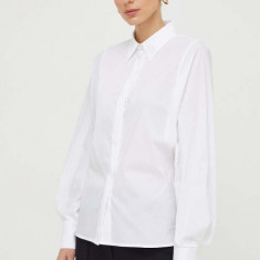 Liviana Conti cămașă femei, culoarea alb, cu guler clasic, regular F4SK69