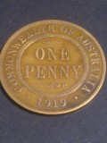One 1 penny 1919 Australia, stare VF+ (poze). Discount conform descriere [10 - 20 %. Vezi descrierea.]., Australia si Oceania