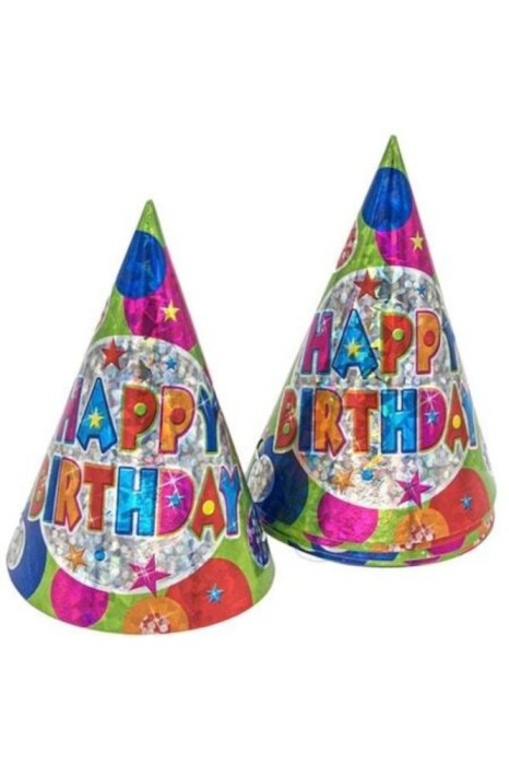 Set 6 pălării de petrecere, multicolore, &bdquo;La mulți ani&rdquo;, 17 cm