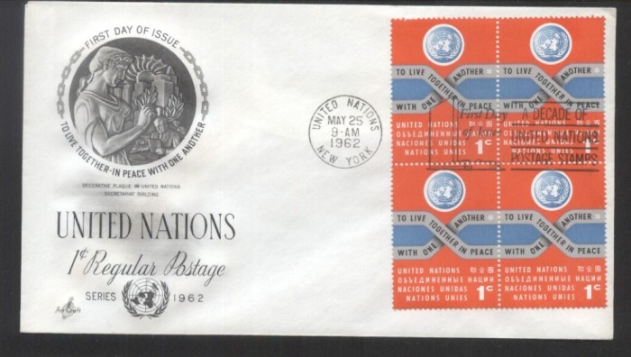 UN New York 1962 Definitives Mi.98 x 4 FDC UN.095