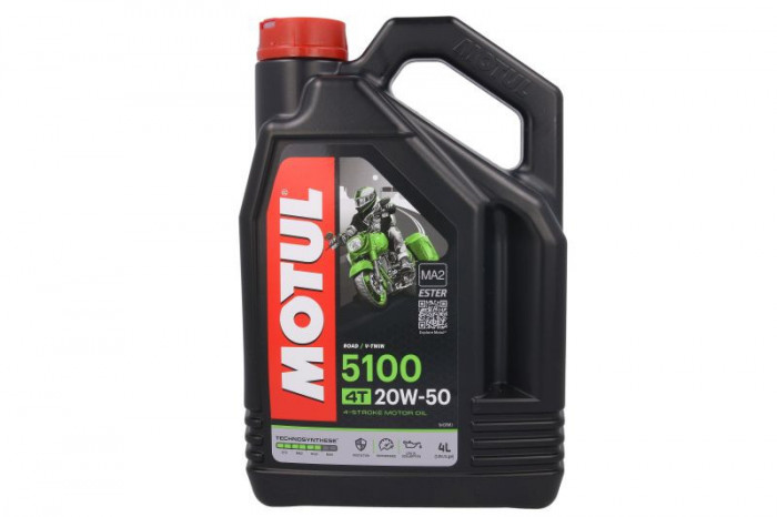 (PL) Olej Silnikowy 4T 4T MoTUL 5100 SAE 20W50 4L SM JASO MA-2 SEMI-SINTETICĂ &Icirc;mbogățită cu esteri