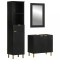 Gossi set mobilier de baie, 3 piese, negru, lemn compozit