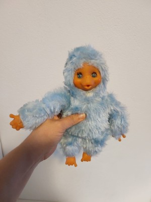 Maimutica tip Monchhichi (kiki), moncicci, moncici, albastru deschis, ochi mobili, 24 cm foto
