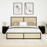 Noptieră cu lumini LED, 2 buc., stejar negru, 40x39x48,5 cm