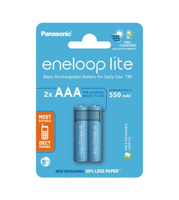 Set 2 baterii re&icirc;ncărcabile Panasonic Eneloop Lite NOU R03 AAA 550mAh BK-4LCCE/2BE