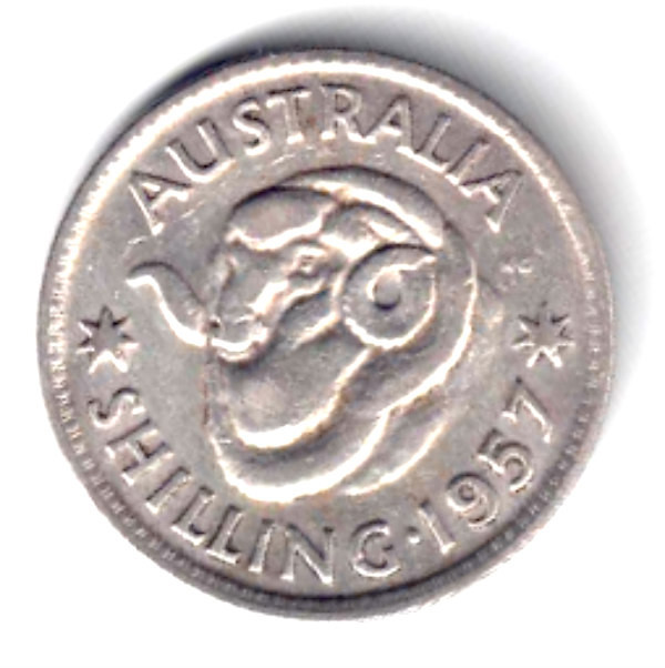 AUSTRALIA SHILLING 1957 ARGINT VF++ XF