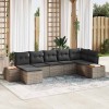 VidaXL Set de canapele pentru grădină cu pernă 7 pcs Gri Rattan poli 3348130