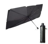 Parasolar Auto Pliabil, pentru Masina, in Forma de Umbrela, Negru-Argintiu, 145 x 75 cm, Rezistent UV