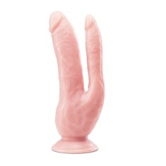 Dildo Realist Dr. Skin DP cu Ventuza, PVC, Natural, 21.5 cm