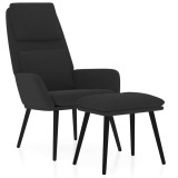 Cumpara ieftin Scaun de relaxare cu taburet, negru, textil