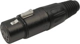 Mufa XLR 5 pini mama CLIFF, carcasa metalica neagra, contacte argintate, montaj cablu, lipire