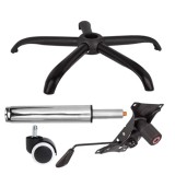 Cumpara ieftin Set placuta balans metalica 22 cm x 15 cm, baza 64 cm, rolă universală cauciu si cilindru piston, gaz, pentru scaune birou, argintiu, 35 cm