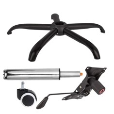 Set placuta balans metalica 22 cm x 15 cm, baza 64 cm, rolă universală cauciu si cilindru piston, gaz, pentru scaune birou, argintiu, 35 cm