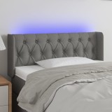 vidaXL Tăblie de pat cu LED, gri &icirc;nchis, 103x16x78/88 cm, textil