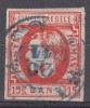 ROMANIA 1869 LP 27 REGELE CAROL I CU FAVORITI 15 BANI ROSU STAMPILAT