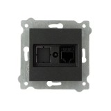 Priza pentru internet incastrata Cat 6, culoare negru, dimensiuni 7.5x7.5 cm