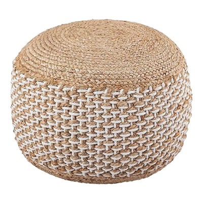 Scaun-pouf Bocca Inart din iută &amp;icirc;n nuanță Naturală D40x45cm foto