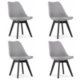 Set 4 scaune bucatarie/living, Artool, Mark, PP, lemn, gri si negru, 49x55.5x82.5 cm