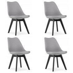 Set 4 scaune bucatarie/living, Artool, Mark, PP, lemn, gri si negru, 49x55.5x82.5 cm