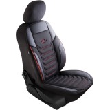 Set huse scaune auto Panda Florida, 11 piese, negru cu cusatura rosie