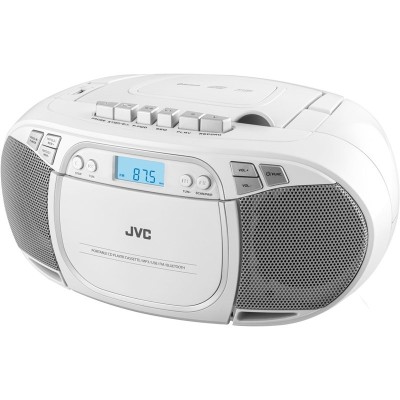 Radio cu casetofon si player CD JVC RC-E451B, 2 x 1.6 W RMS, FM, Bluetooth, USB, MP3, AUX IN, alb foto