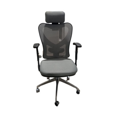 Scaun directorial ergonomic BrightSeat-Tokyo cu suport lombar, suport brate, tetiera si spatar reglabile, rotire 360 grade, gri-verzui, second hand foto