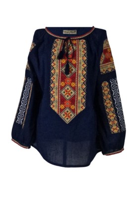 Bluza dama tip ie D24, albastru/portocaliu , marimea XL foto