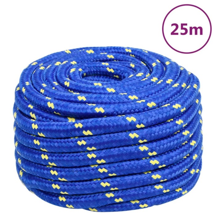 vidaXL Fr&acirc;nghie de barcă, albastru, 20 mm, 25 m, polipropilenă