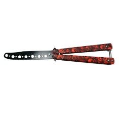 Briceag fluture DEPOX&reg;, Happy Orange Skulls, pentru antrenament, 22 cm