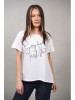 Tricou Dama Monte Cervino Helena Alb, Imprimeu Grafic, Bumbac, Talie Unica (M-L-XL)