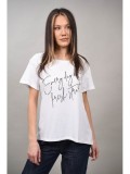 Cumpara ieftin Tricou Dama Monte Cervino Helena, Imprimeu Grafic, Bumbac, Talie Unica (M-L-XL), Alb