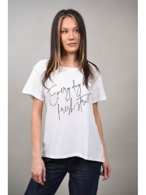 TRICOU IMPRIMEU GRAFIC HELENA Alb TALIE UNICA foto