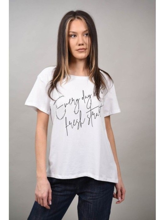 TRICOU IMPRIMEU GRAFIC HELENA Alb TALIE UNICA