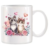 Cana alba personalizata cu pisici, INOVATIX&reg;. 330ml
