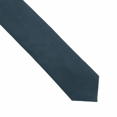 Cravata slim, Onore, gri inchis, microfibra, 145 x 6 cm, model uni foto
