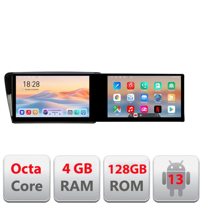 Navigatie Skoda Rapid Seat Toledo 2013+ Edotec 2 ecrane 8 core 4+128 21.6 inch Incell android Wifi 5Ghz gps internet Kit-rapid v1 CarStore Technology