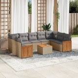 vidaXL Set canapele de grădină cu perne, 10 piese, bej, poliratan 3227963