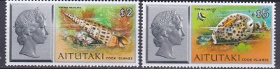 DB1 Aitutaki 1975 Fauna Marina Scoici 2 v. MNH foto