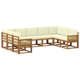 vidaXL Set de canapele de exterior cu pernă 9 pcs Natural și Crem 3385536