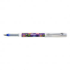 Stilou ECADA, Model Floral, Multicolor, Plastic, Penita Iridium Tip F, Stilou Scolari, Stilou Scolar Stilouri Scolare, Stilou pentru Scoala, Stilou Pl