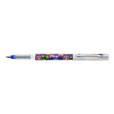 Stilou ECADA, Model Floral, Multicolor, Plastic, Penita Iridium Tip F, Stilou Scolari, Stilou Scolar Stilouri Scolare, Stilou pentru Scoala, Stilou Pl foto