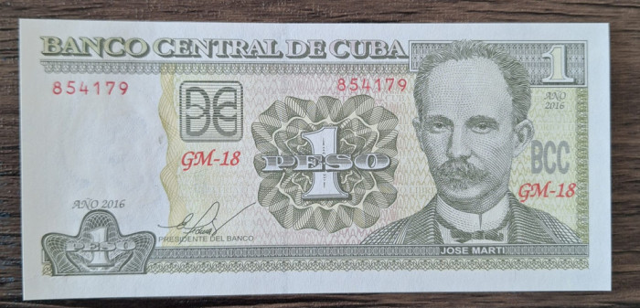 Bancnota Cuba, 1 Peso 2016, UNC
