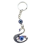 Cumpara ieftin Breloc metalic, model de lebada si ochi al protectiei, decorat cu piatra colorata, inox, argintiu