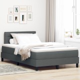 vidaXL Pat cu Arcuri cu Saltea &amp; LED Gri &Icirc;ntunecat 120x190 cm Țesătură