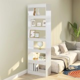 Bibliotecă/Separator cameră, alb extralucios, 60x30x198 cm