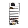 Suport Pantofi Negru cu 8 Rafturi, Metalic, 160x40x28 cm. Pantofar modern pentru hol