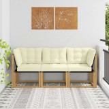 vidaXL Canapea de exterior din mijloc și colț cu pernă 3 Bucată Alb 901625