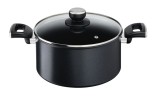 Cratita cu capac Tefal Unlimited, 24 cm, inductie, invelis antiaderent din titan, indicator Thermo-Signal, baza Thermo-Fusion, negru, Resigilat, Grad