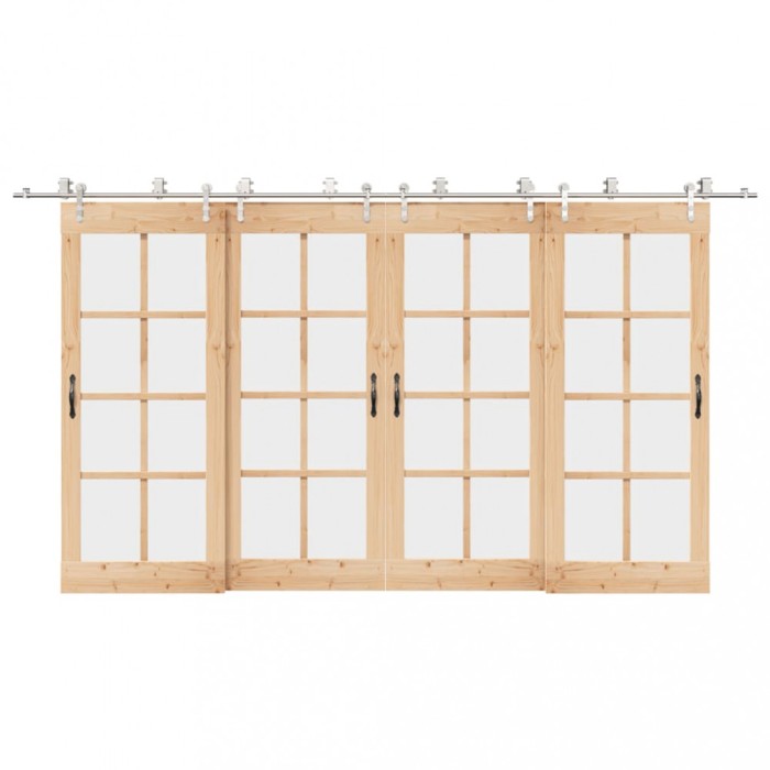 Set piese pentru ușă glisantă, argintiu, 400 cm oțel inoxidabil