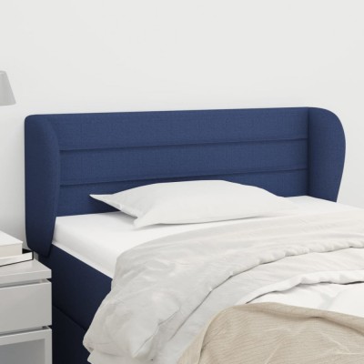 vidaXL Tăblie de pat cu aripioare albastru 93x23x78/88 cm textil 3117272 foto